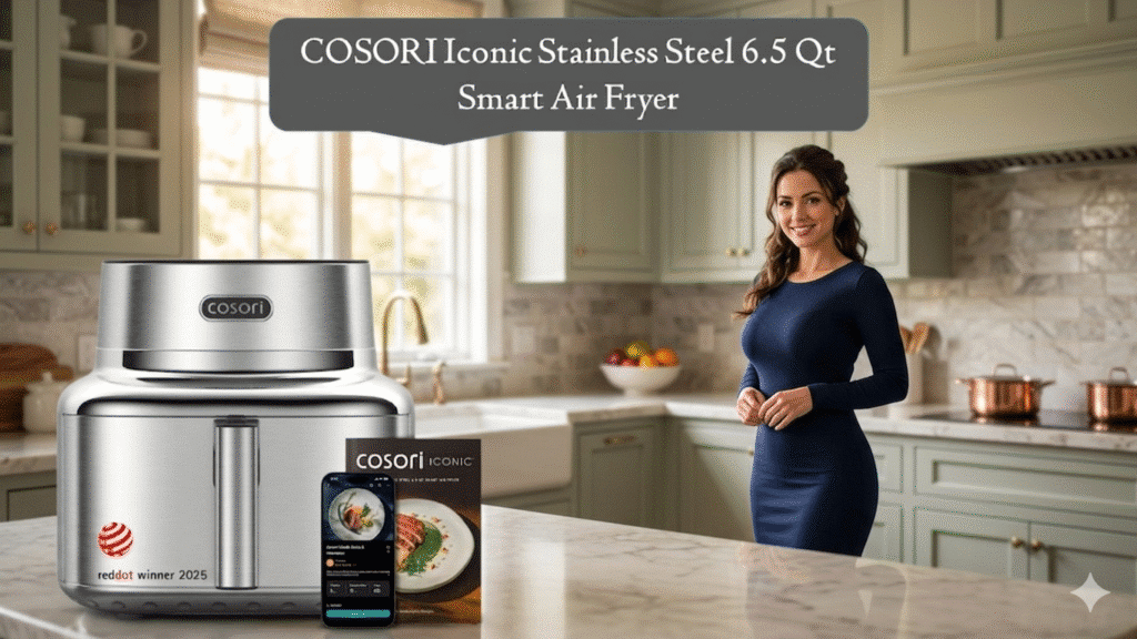 COSORI Iconic Stainless Steel 6.5 Qt Smart Air Fryer